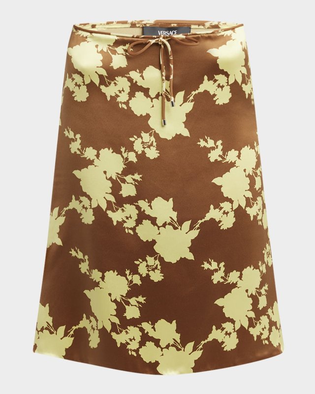 Wild Rose Drawstring Satin Crepe Skirt